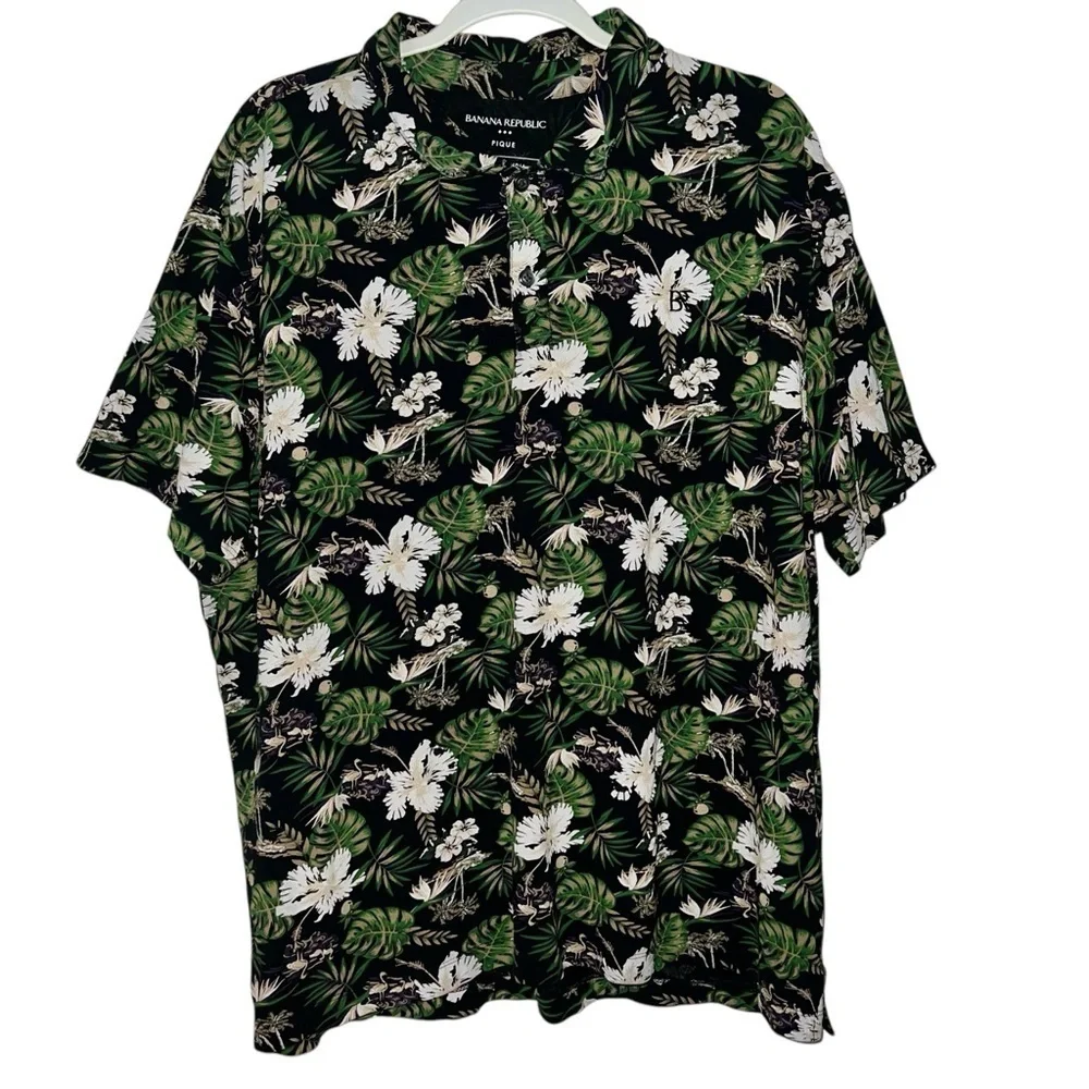 Banana Republic polo style Hawaiian print shirt, XXL